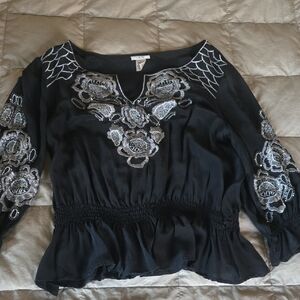Cache Black Silk Blouse
